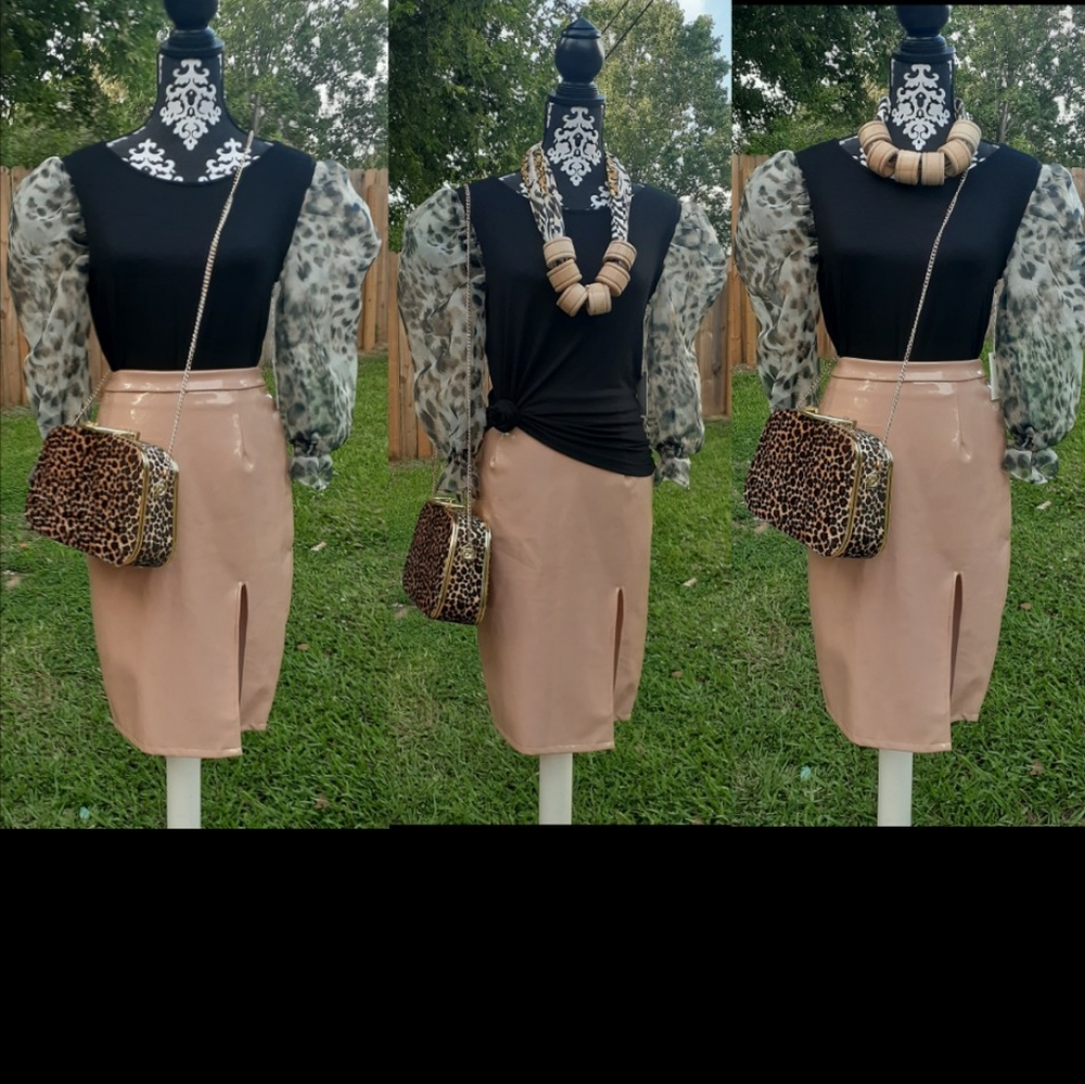 Black/Sheer Leopard Shirt